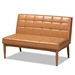 Baxton Studio Sanford Mid-Century Modern Tan Faux Leather Upholstered and Walnut Brown Finished Wood 2-Piece Dining Nook Banquette Set - BSOBBT8051.11-Tan/Walnut-2PC SF Bench