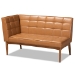 Baxton Studio Sanford Mid-Century Modern Tan Faux Leather Upholstered and Walnut Brown Finished Wood 2-Piece Dining Nook Banquette Set - BSOBBT8051.11-Tan/Walnut-2PC SF Bench
