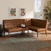 Baxton Studio Sanford Mid-Century Modern Tan Faux Leather Upholstered and Walnut Brown Finished Wood 2-Piece Dining Nook Banquette Set - BSOBBT8051.11-Tan/Walnut-2PC SF Bench