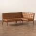 Baxton Studio Sanford Mid-Century Modern Tan Faux Leather Upholstered and Walnut Brown Finished Wood 2-Piece Dining Nook Banquette Set - BSOBBT8051.11-Tan/Walnut-2PC SF Bench