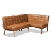 Baxton Studio Sanford Mid-Century Modern Tan Faux Leather Upholstered and Walnut Brown Finished Wood 2-Piece Dining Nook Banquette Set - BSOBBT8051.11-Tan/Walnut-2PC SF Bench