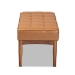 Baxton Studio Sanford Mid-Century Modern Tan Faux Leather Upholstered and Walnut Brown Finished Wood Dining Bench - BSOBBT8051.11-Tan/Walnut-Bench