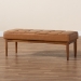 Baxton Studio Sanford Mid-Century Modern Tan Faux Leather Upholstered and Walnut Brown Finished Wood Dining Bench - BSOBBT8051.11-Tan/Walnut-Bench