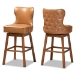 Baxton Studio Gradisca Modern and Contemporary Tan Faux Leather Upholstered and Walnut Brown Finished Wood 2-Piece Swivel Bar Stool Set