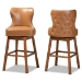 Baxton Studio Gradisca Modern and Contemporary Tan Faux Leather Upholstered and Walnut Brown Finished Wood 2-Piece Swivel Bar Stool Set - BSOBBT5246B-Tan/Walnut-BS