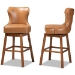 Baxton Studio Gradisca Modern and Contemporary Tan Faux Leather Upholstered and Walnut Brown Finished Wood 2-Piece Swivel Bar Stool Set - BSOBBT5246B-Tan/Walnut-BS