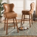 Baxton Studio Gradisca Modern and Contemporary Tan Faux Leather Upholstered and Walnut Brown Finished Wood 2-Piece Swivel Bar Stool Set - BSOBBT5246B-Tan/Walnut-BS