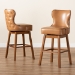 Baxton Studio Gradisca Modern and Contemporary Tan Faux Leather Upholstered and Walnut Brown Finished Wood 2-Piece Swivel Bar Stool Set - BSOBBT5246B-Tan/Walnut-BS
