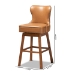 Baxton Studio Gradisca Modern and Contemporary Tan Faux Leather Upholstered and Walnut Brown Finished Wood 2-Piece Swivel Bar Stool Set - BSOBBT5246B-Tan/Walnut-BS