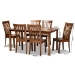Baxton Studio Erion Modern and Contemporary Walnut Brown Finished Wood 7-Piece Dining Set - BSOErion-Walnut-7PC Dining Set