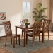 Baxton Studio Erion Modern and Contemporary Walnut Brown Finished Wood 5-Piece Dining Set - BSOErion-Walnut-5PC Dining Set