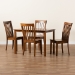 Baxton Studio Erion Modern and Contemporary Walnut Brown Finished Wood 5-Piece Dining Set - BSOErion-Walnut-5PC Dining Set
