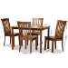 Baxton Studio Erion Modern and Contemporary Walnut Brown Finished Wood 5-Piece Dining Set - BSOErion-Walnut-5PC Dining Set