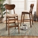 Baxton Studio Katya Mid-Century Modern Sand Fabric Upholstered and Walnut Brown Finished Wood 2-Piece Bar Stool Set - BSORH378BP-Sand/Walnut Bent Seat-BS-2PK