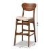 Baxton Studio Katya Mid-Century Modern Sand Fabric Upholstered and Walnut Brown Finished Wood 2-Piece Bar Stool Set - BSORH378BP-Sand/Walnut Bent Seat-BS-2PK