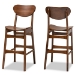 Baxton Studio Katya Mid-Century Modern Walnut Brown Finished Wood 2-Piece Bar Stool Set