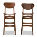 Baxton Studio Katya Mid-Century Modern Walnut Brown Finished Wood 2-Piece Bar Stool Set - BSORH378BP-Walnut Bent Seat-BS-2PK