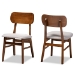 Baxton Studio Euclid Mid-Century Modern Grey Fabric Upholstered and Walnut Brown Finished Wood 2-Piece Dining Chair Set