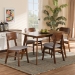Baxton Studio Euclid Mid-Century Modern Grey Fabric Upholstered and Walnut Brown Finished Wood 5-Piece Dining Set - BSORH369C-Grey/Walnut-5PC Dining Set