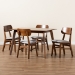 Baxton Studio Euclid Mid-Century Modern Grey Fabric Upholstered and Walnut Brown Finished Wood 5-Piece Dining Set - BSORH369C-Grey/Walnut-5PC Dining Set