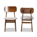 Baxton Studio Euclid Mid-Century Modern Grey Fabric Upholstered and Walnut Brown Finished Wood 2-Piece Dining Chair Set - BSORH369C-Grey/Walnut Flat Seat-DC-2PK
