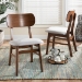 Baxton Studio Euclid Mid-Century Modern Grey Fabric Upholstered and Walnut Brown Finished Wood 2-Piece Dining Chair Set - BSORH369C-Grey/Walnut Flat Seat-DC-2PK