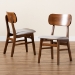 Baxton Studio Euclid Mid-Century Modern Grey Fabric Upholstered and Walnut Brown Finished Wood 2-Piece Dining Chair Set - BSORH369C-Grey/Walnut Flat Seat-DC-2PK