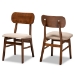 Baxton Studio Euclid Mid-Century Modern Sand Fabric Upholstered and Walnut Brown Finished Wood 2-Piece Dining Chair Set