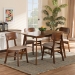 Baxton Studio Euclid Mid-Century Modern Sand Fabric Upholstered and Walnut Brown Finished Wood 5-Piece Dining Set - BSORH369C-Sand/Walnut-5PC Dining Set