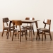 Baxton Studio Euclid Mid-Century Modern Sand Fabric Upholstered and Walnut Brown Finished Wood 5-Piece Dining Set - BSORH369C-Sand/Walnut-5PC Dining Set