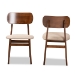 Baxton Studio Euclid Mid-Century Modern Sand Fabric Upholstered and Walnut Brown Finished Wood 2-Piece Dining Chair Set - BSORH369C-Sand/Walnut Flat Seat-DC-2PK