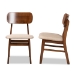Baxton Studio Euclid Mid-Century Modern Sand Fabric Upholstered and Walnut Brown Finished Wood 2-Piece Dining Chair Set - BSORH369C-Sand/Walnut Flat Seat-DC-2PK