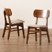 Baxton Studio Euclid Mid-Century Modern Sand Fabric Upholstered and Walnut Brown Finished Wood 2-Piece Dining Chair Set - BSORH369C-Sand/Walnut Flat Seat-DC-2PK