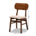 Baxton Studio Euclid Mid-Century Modern Sand Fabric Upholstered and Walnut Brown Finished Wood 2-Piece Dining Chair Set - BSORH369C-Sand/Walnut Flat Seat-DC-2PK