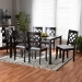 Baxton Studio Verner Modern and Contemporary Grey Fabric Upholstered and Dark Brown Finished Wood  7-Piece Dining Set - BSORH330C-Grey/Dark Brown-7PC Dining Set