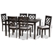 Baxton Studio Verner Modern and Contemporary Grey Fabric Upholstered and Dark Brown Finished Wood  7-Piece Dining Set - BSORH330C-Grey/Dark Brown-7PC Dining Set