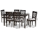 Baxton Studio Verner Modern and Contemporary Grey Fabric Upholstered and Dark Brown Finished Wood  7-Piece Dining Set - BSORH330C-Grey/Dark Brown-7PC Dining Set