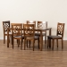 Baxton Studio Mael Modern and Contemporary Grey Fabric Upholstered and Walnut Brown Finished Wood 7-Piece Dining Set - BSORH331C-Grey/Walnut-7PC Dining Set