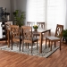 Baxton Studio Cherese Modern and Contemporary Grey Fabric Upholstered and Walnut Brown Finished Wood 7-Piece Dining Set - BSORH334C-Grey/Walnut-7PC Dining Set