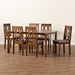 Baxton Studio Cherese Modern and Contemporary Grey Fabric Upholstered and Walnut Brown Finished Wood 7-Piece Dining Set - BSORH334C-Grey/Walnut-7PC Dining Set
