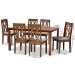 Baxton Studio Cherese Modern and Contemporary Grey Fabric Upholstered and Walnut Brown Finished Wood 7-Piece Dining Set - BSORH334C-Grey/Walnut-7PC Dining Set