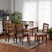 Baxton Studio Lanier Modern and Contemporary Grey Fabric Upholstered and Walnut Brown Finished Wood 7-Piece Dining Set - BSORH318C-Grey/Walnut-7PC Dining Set