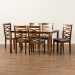 Baxton Studio Lanier Modern and Contemporary Grey Fabric Upholstered and Walnut Brown Finished Wood 7-Piece Dining Set - BSORH318C-Grey/Walnut-7PC Dining Set