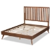 Baxton Studio Saki Mid-Century Modern Walnut Brown Finished Wood King Size Platform Bed - BSOSaki-Ash Walnut-King