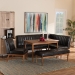 Baxton Studio Daymond Mid-Century Modern Dark Brown Faux Leather Upholstered and Walnut Brown Finished Wood 5-Piece Dining Nook Set - BSOBBT8051.12-Dark Brown/Walnut-5PC Dining Nook Set