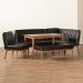 Baxton Studio Daymond Mid-Century Modern Dark Brown Faux Leather Upholstered and Walnut Brown Finished Wood 5-Piece Dining Nook Set - BSOBBT8051.12-Dark Brown/Walnut-5PC Dining Nook Set