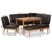 Baxton Studio Daymond Mid-Century Modern Dark Brown Faux Leather Upholstered and Walnut Brown Finished Wood 5-Piece Dining Nook Set - BSOBBT8051.12-Dark Brown/Walnut-5PC Dining Nook Set
