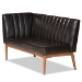 Baxton Studio Daymond Mid-Century Modern Dark Brown Faux Leather Upholstered and Walnut Brown Finished Wood 5-Piece Dining Nook Set - BSOBBT8051.12-Dark Brown/Walnut-5PC Dining Nook Set