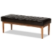 Baxton Studio Daymond Mid-Century Modern Dark Brown Faux Leather Upholstered and Walnut Brown Finished Wood 5-Piece Dining Nook Set - BSOBBT8051.12-Dark Brown/Walnut-5PC Dining Nook Set