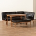Baxton Studio Daymond Mid-Century Modern Dark Brown Faux Leather Upholstered and Walnut Brown Finished Wood 4-Piece Dining Nook Set - BSOBBT8051.12-Dark Brown/Walnut-4PC Dining Nook Set